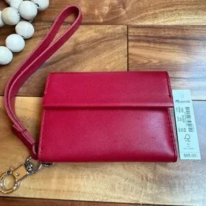 Madewell Bags Madewell Red Leather Card Case Wristlet Wallet